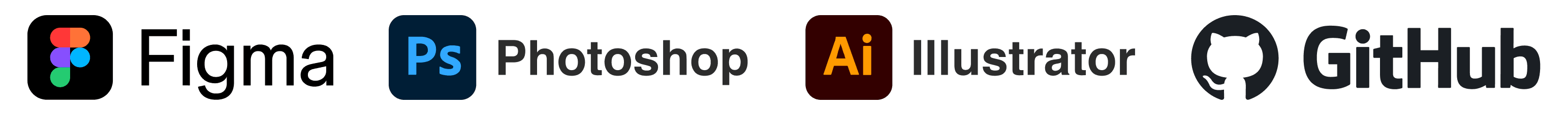 Figma, Photoshop, Illustrator, GitHub